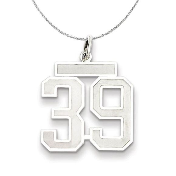 Sterling Silver, Jersey Collection, Medium Number 39 Necklace - 24 In - Picture 1 of 8